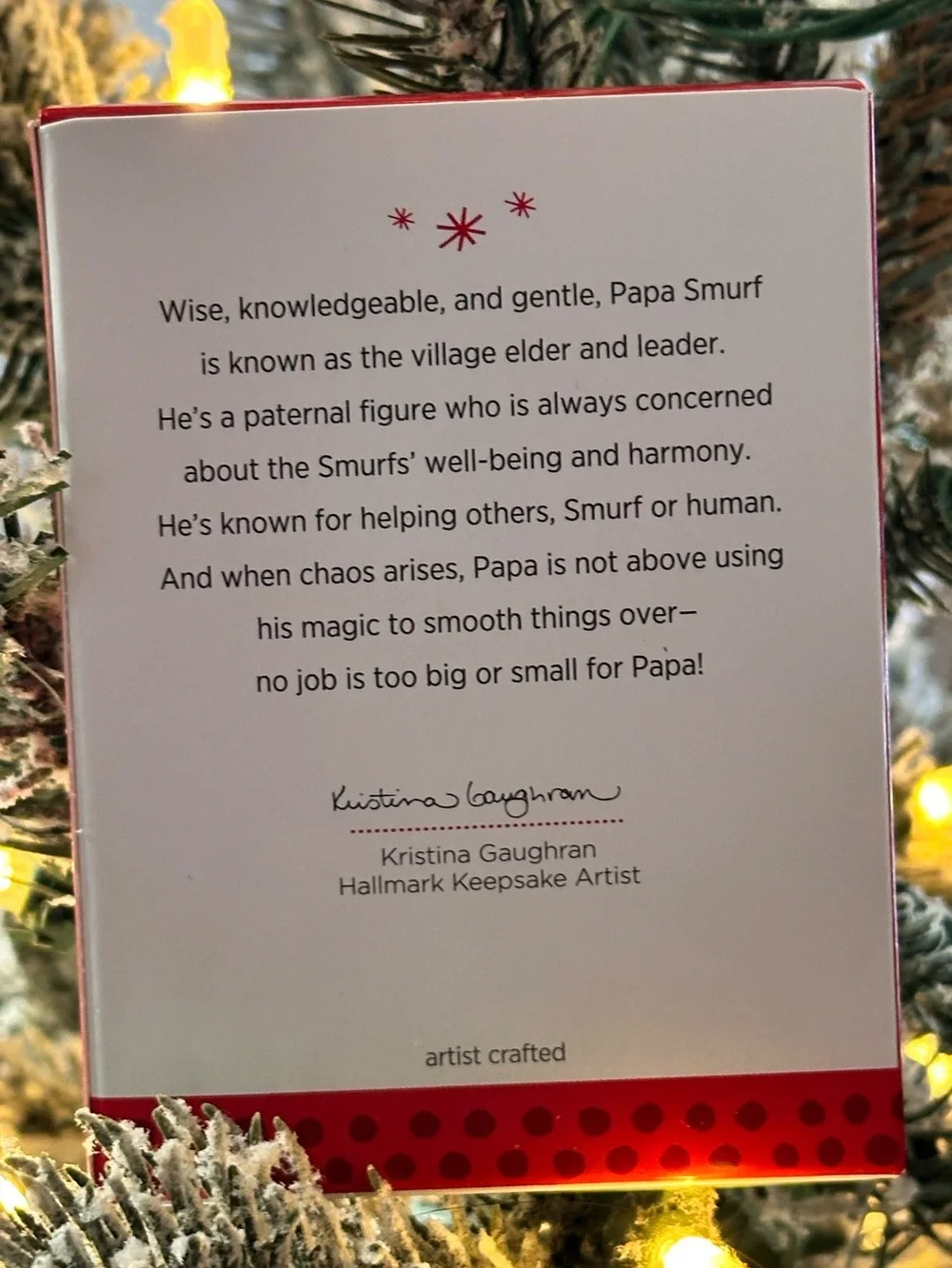 2013 Hallmark Keepsake Papa Smurf Christmas Ornament